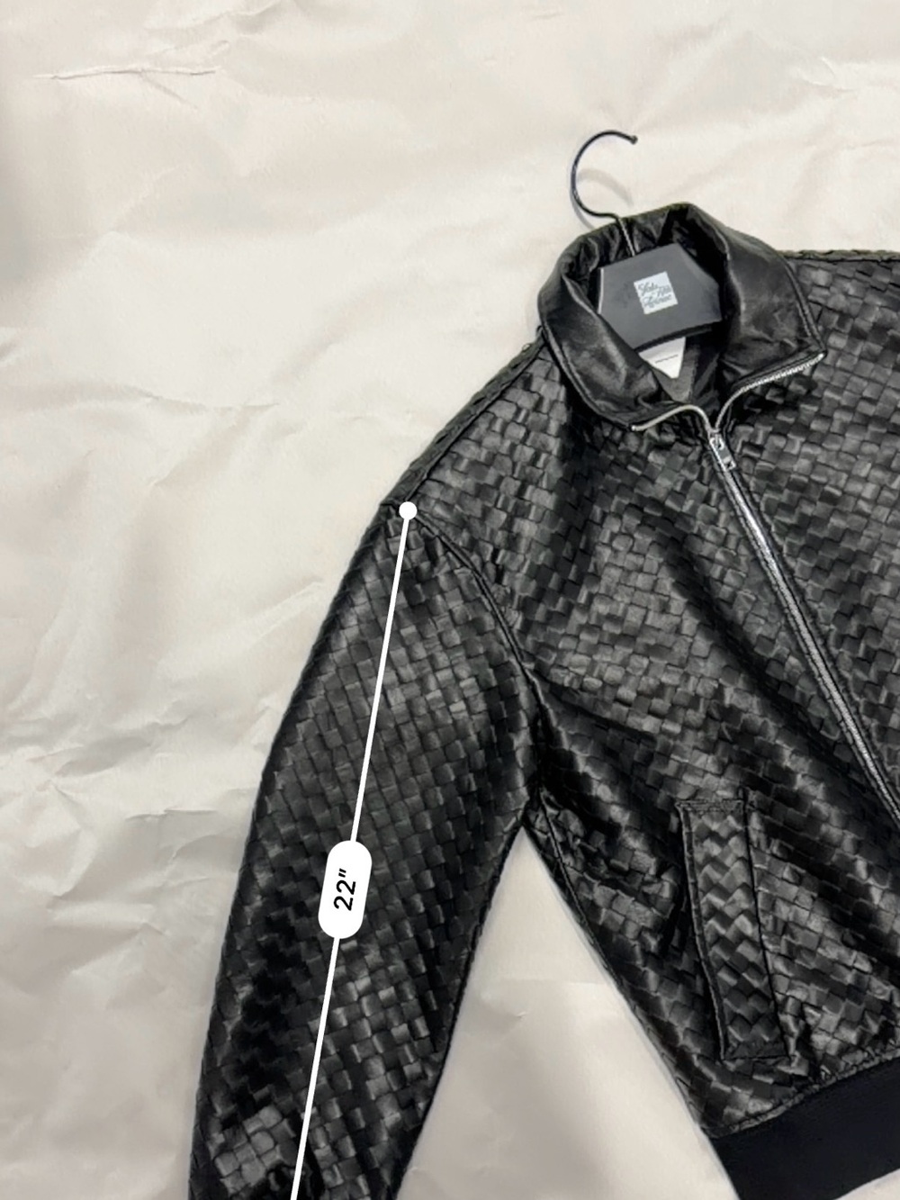 Bottega Veneta Black Woven Leather Bomber Jacket - Picture 5 of 8
